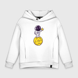 Толстовка оверсайз детская Космонавт со звездой, цвет: белый
