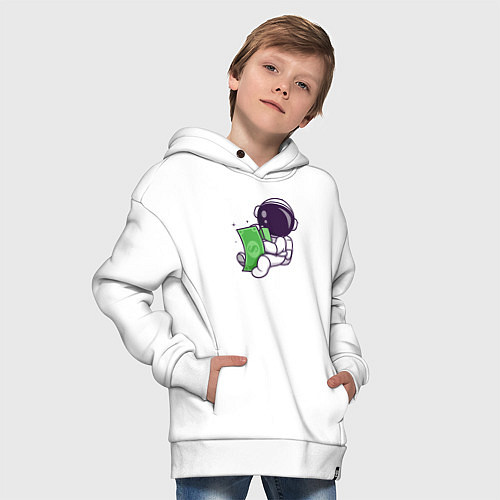 Детское худи оверсайз Космонавт и доллары / Белый – фото 4