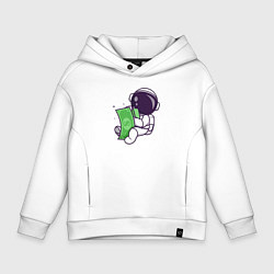 Толстовка оверсайз детская Космонавт и доллары, цвет: белый