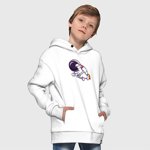 Детское худи оверсайз Супер космонавт в полёте / Белый – фото 4