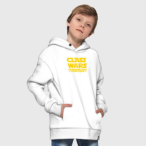 Детское худи оверсайз Раблчий класс наносит ответный удар / Белый – фото 4