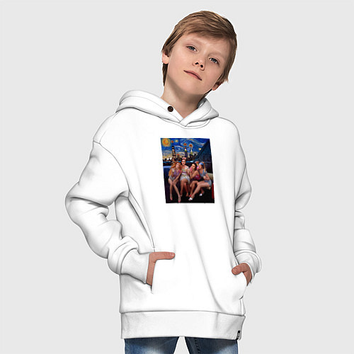Детское худи оверсайз Искусство в большом городе - art and the city / Белый – фото 4