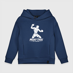 Толстовка оверсайз детская Муай Тай аниме, цвет: тёмно-синий