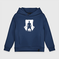 Толстовка оверсайз детская Тони Фергюсон силуэт в белом, цвет: тёмно-синий