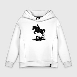 Толстовка оверсайз детская Скакун через барьер, цвет: белый