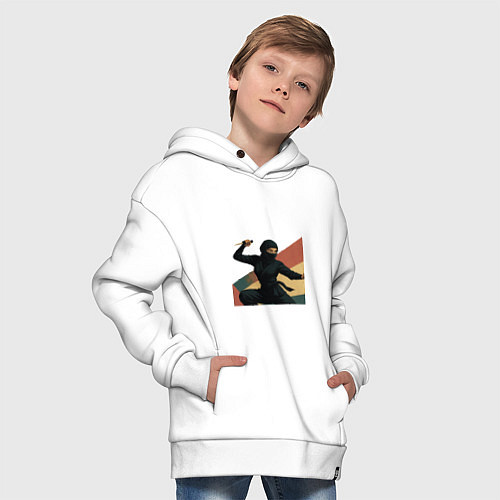 Детское худи оверсайз Ниндзя девушка / Белый – фото 4