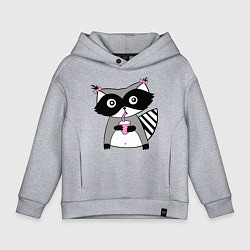 Толстовка оверсайз детская Енот-девочка, цвет: меланж