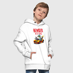 Толстовка оверсайз детская Bender racing - ai art fantasy, цвет: белый — фото 2