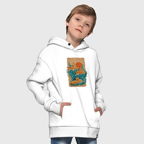 Детское худи оверсайз Cardboard boats / Белый – фото 4