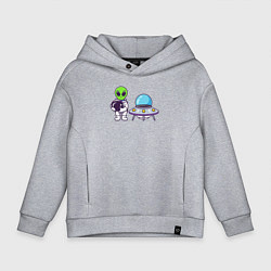 Толстовка оверсайз детская Инопланетянин космонавт, цвет: меланж