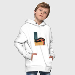 Толстовка оверсайз детская Ретрофутуризм спорткар поп-арт 1970-е, цвет: белый — фото 2