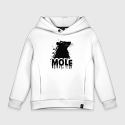 Толстовка оверсайз детская Крот в черных каплях, цвет: белый
