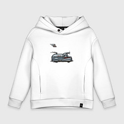 Толстовка оверсайз детская Ретрофутуристический летающий автомобиль Milk, цвет: белый