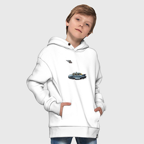 Детское худи оверсайз Летающее такси ретрофутуризм стримлайн / Белый – фото 4