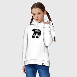 Толстовка оверсайз детская Черный медведь с полосами, цвет: белый — фото 2