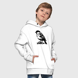 Толстовка оверсайз детская Графический воробей, цвет: белый — фото 2