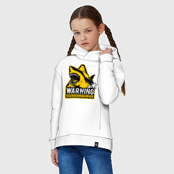 Толстовка оверсайз детская Предупреждающий знак - опасно акулы, цвет: белый — фото 2