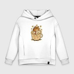 Толстовка оверсайз детская Менеджер капибара в кружке, цвет: белый