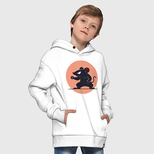 Детское худи оверсайз Бойцовая мышь / Белый – фото 4