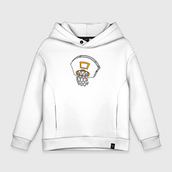 Толстовка оверсайз детская Баскетбольное кольцо, цвет: белый
