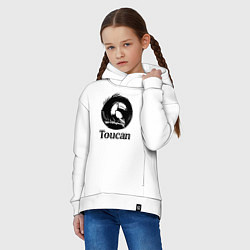 Толстовка оверсайз детская Тукан в круге, цвет: белый — фото 2