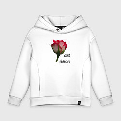 Толстовка оверсайз детская Art vision роза в стиле low poly, цвет: белый