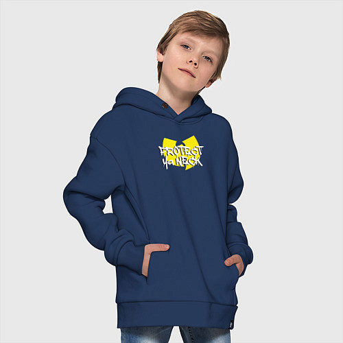 Детское худи оверсайз Protect ya neck Wu-Tang / Тёмно-синий – фото 4