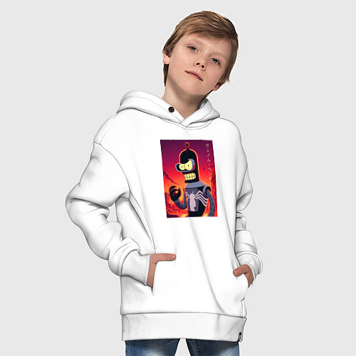 Детское худи оверсайз Веном Бендер - мем / Белый – фото 4