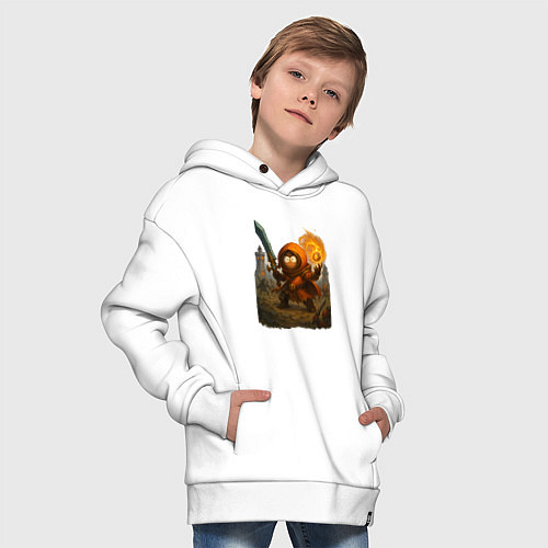 Детское худи оверсайз Кенни маг с мечем / Белый – фото 4
