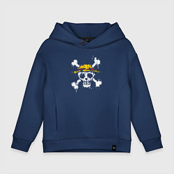 Толстовка оверсайз детская Пираты соломенной шляпы, цвет: тёмно-синий
