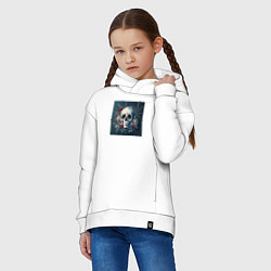 Толстовка оверсайз детская Зимний череп, цвет: белый — фото 2