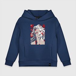 Толстовка оверсайз детская Клинок, рассекающий демонов Даки, цвет: тёмно-синий