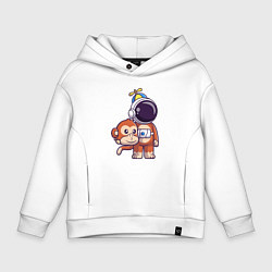 Толстовка оверсайз детская Космонавт в костюме обезьяны, цвет: белый