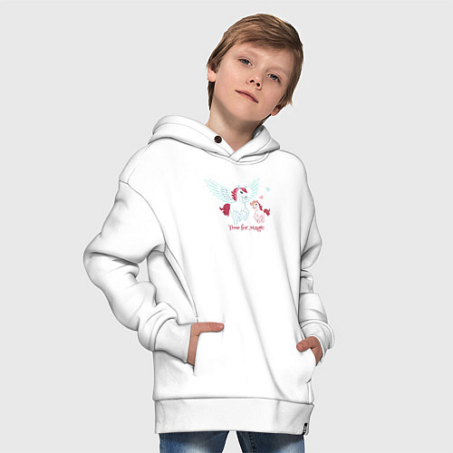 Детское худи оверсайз Милые волшебные животные лошадь и Пегас / Белый – фото 4