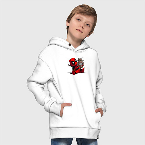 Детское худи оверсайз Дэдпул с куклой вуду / Белый – фото 4