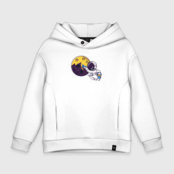 Толстовка оверсайз детская Сырная луна, цвет: белый