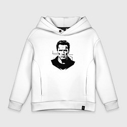 Толстовка оверсайз детская Арнольд Шварценеггер в стиле стрит-арт, цвет: белый