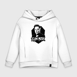 Толстовка оверсайз детская Орнамент Илона Маска, цвет: белый
