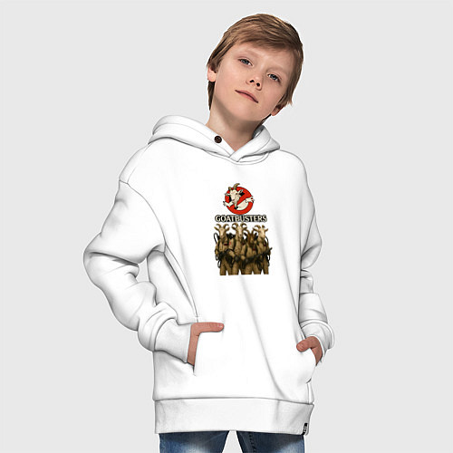 Детское худи оверсайз Охотники за приведениями с козлами / Белый – фото 4