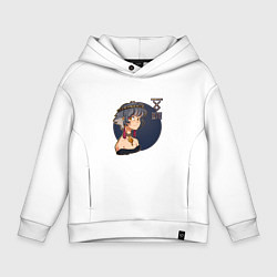 Толстовка оверсайз детская Девушка-волк: тотем волка, цвет: белый