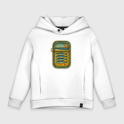 Толстовка оверсайз детская Консервы - сардины и море, цвет: белый