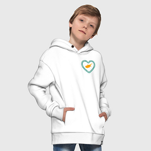 Детское худи оверсайз Кипр в сердечке / Белый – фото 4