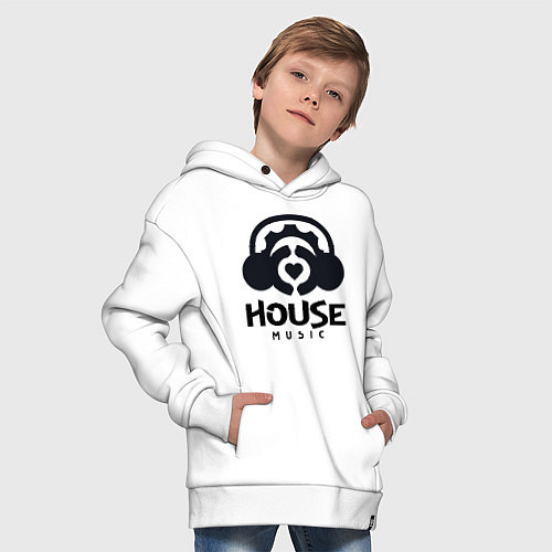 Детское худи оверсайз House Music Logo with Heart / Белый – фото 4