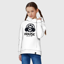 Толстовка оверсайз детская House Music Logo with Heart, цвет: белый — фото 2