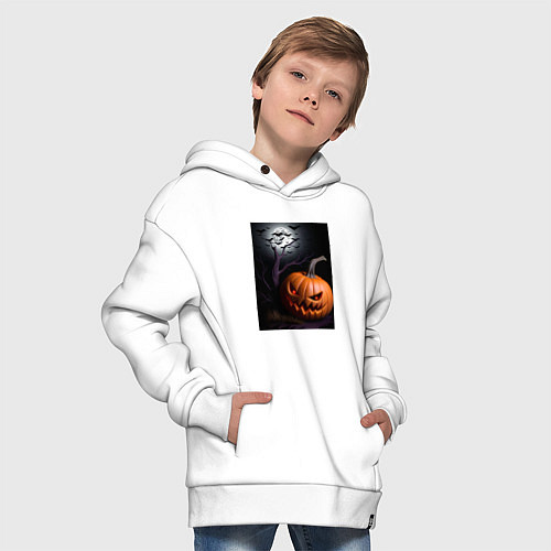 Детское худи оверсайз Тыква хэллоуин / Белый – фото 4