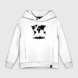 Толстовка оверсайз детская Мир в тени города, цвет: белый