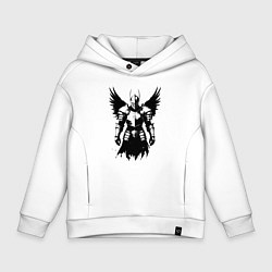 Толстовка оверсайз детская Черный рыцарь с крыльями, цвет: белый