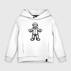 Толстовка оверсайз детская Пряничный джентльмен, цвет: белый