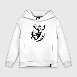 Толстовка оверсайз детская Вратарь ловит мяч, цвет: белый