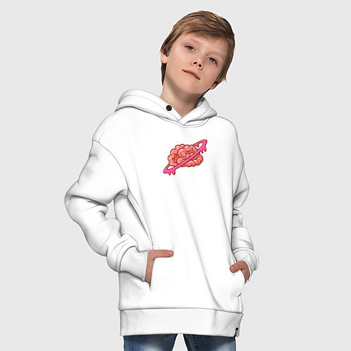 Детское худи оверсайз Saturn brain / Белый – фото 4